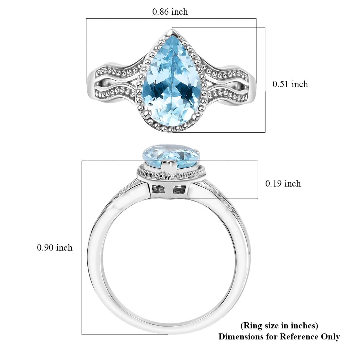 Sky Blue Topaz 2.35 ctw Ocean Whisper Ring in Platinum Over Sterling Silver (Size 8.0) image number 5