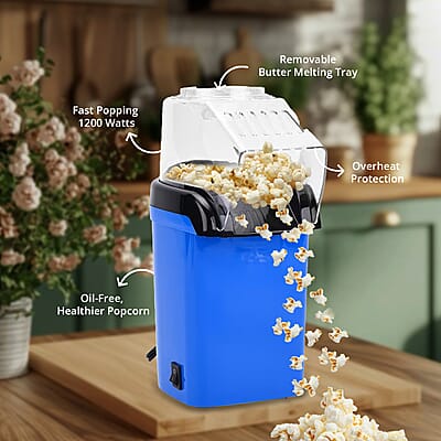 Symphony Home Hot Air Popcorn Maker with Power Cord 0.27L - Blue