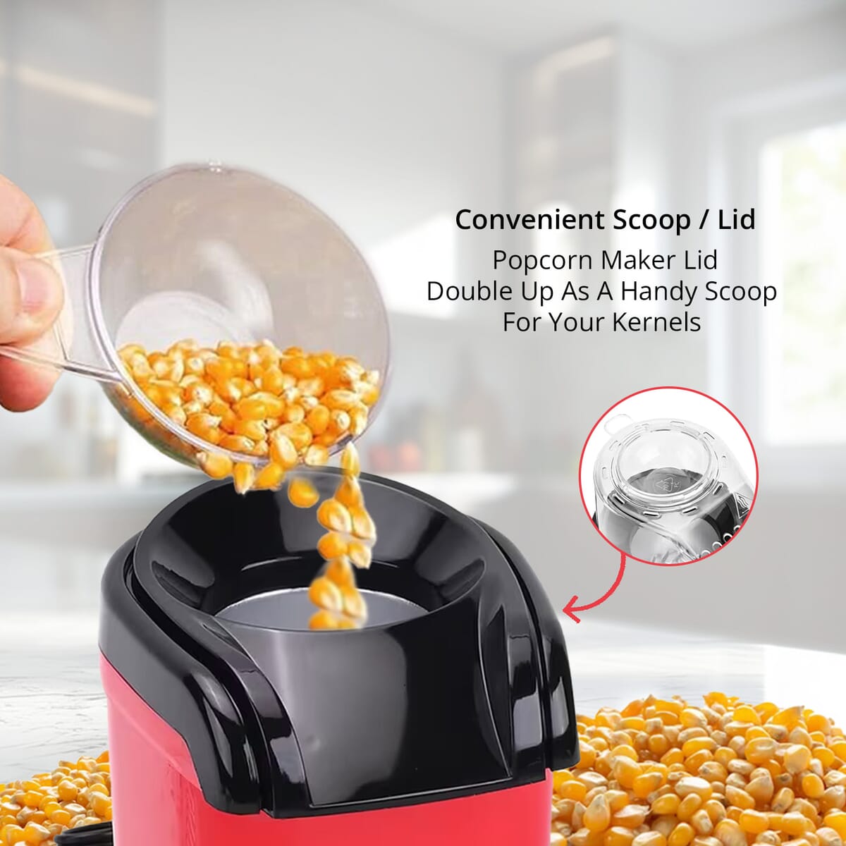 Symphony Home Hot Air Popcorn Maker with Power Cord 0.27L - Red image number 4