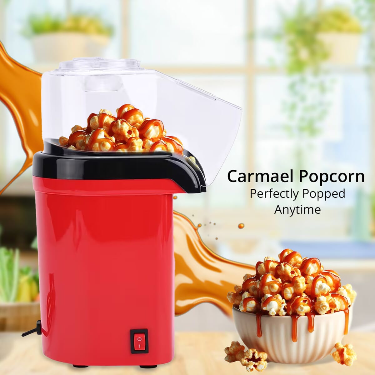 Symphony Home Hot Air Popcorn Maker with Power Cord 0.27L - Red image number 5