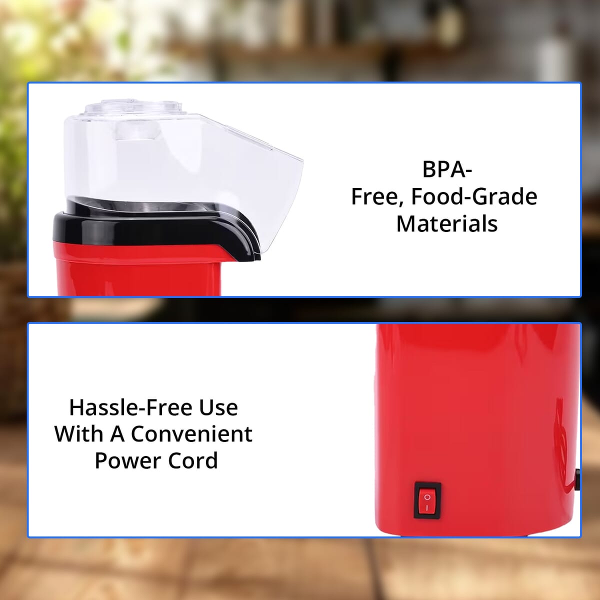 Symphony Home Hot Air Popcorn Maker with Power Cord 0.27L - Red image number 6