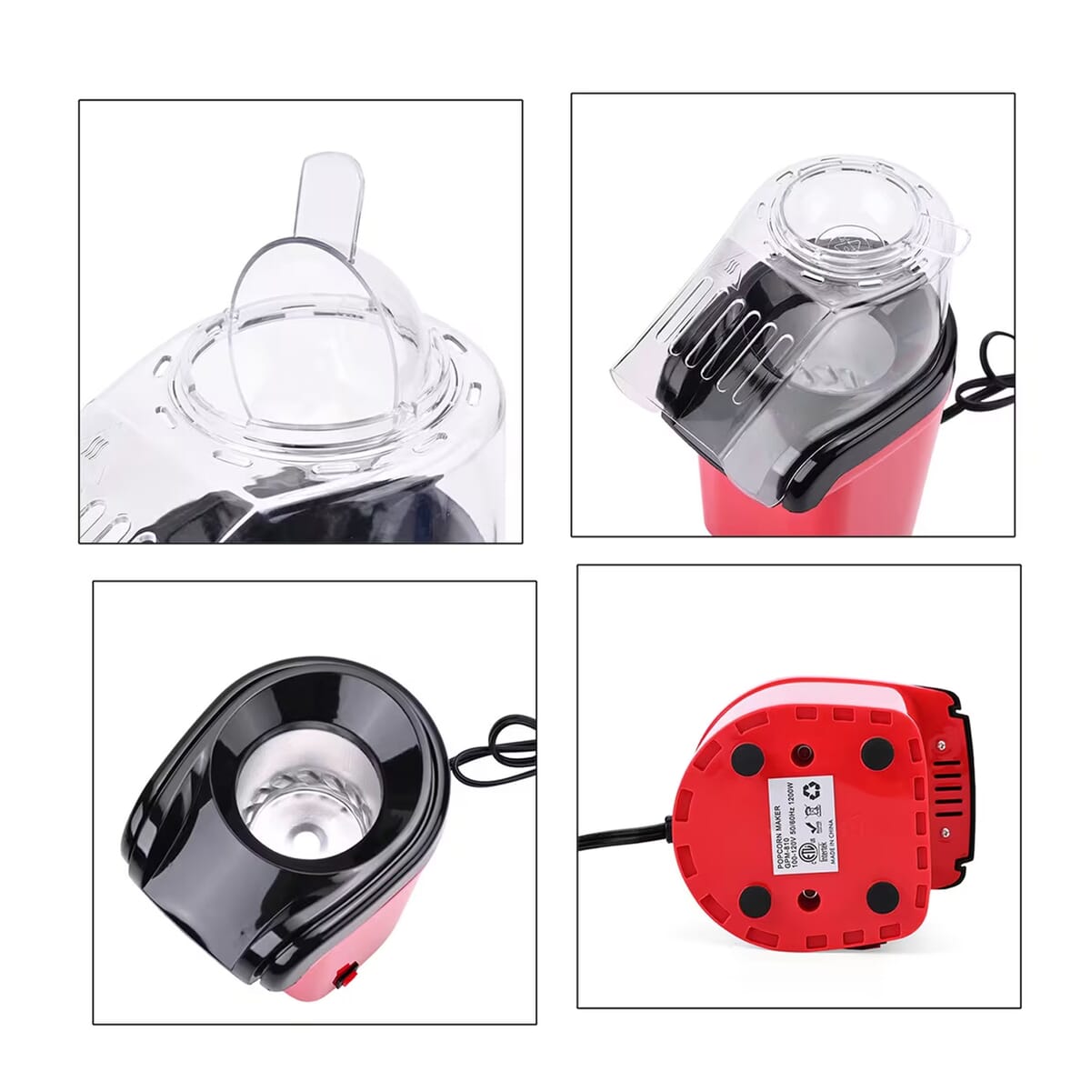 Symphony Home Hot Air Popcorn Maker with Power Cord 0.27L - Red image number 8