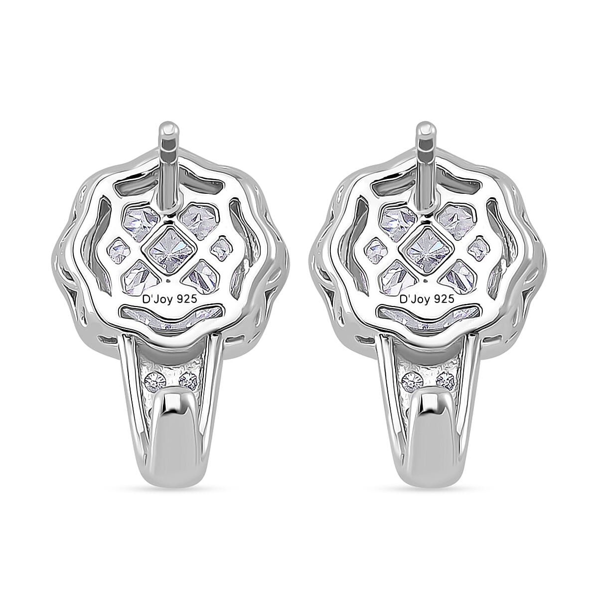 Buy 120 Faceted Moissanite 4.15 ctw J-Hoop Earrings in