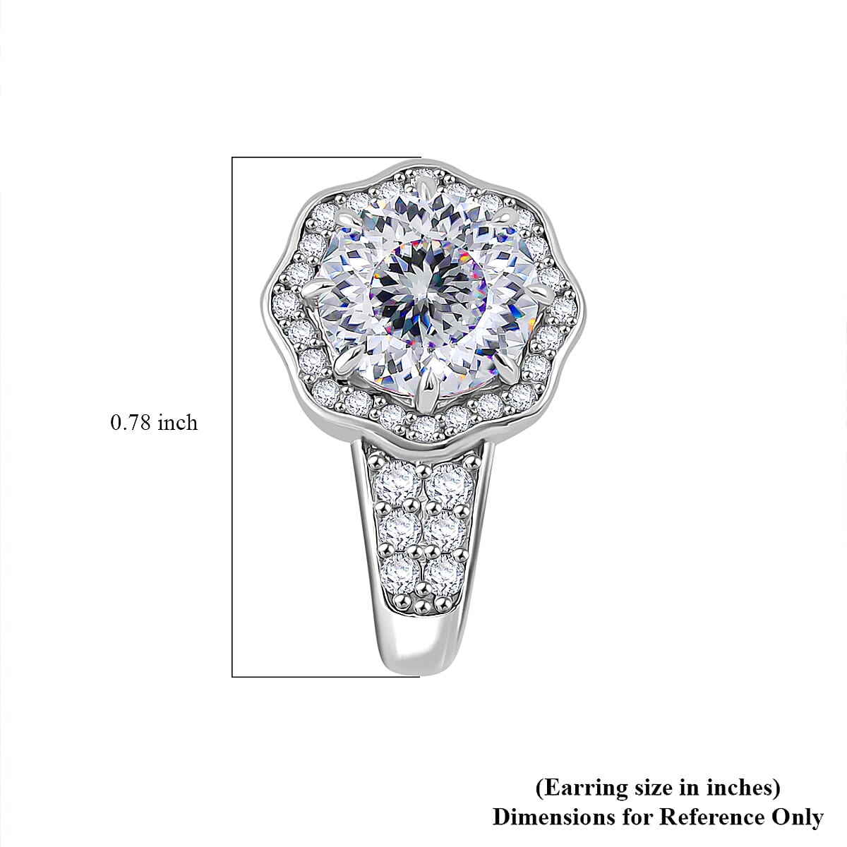 120 Faceted Moissanite 4.15 ctw J-Hoop Earrings in Rhodium Over Sterling Silver