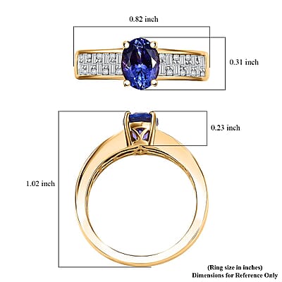 D'Joy AAA Tanzanite and Moissanite 1.50 ctw Majestic Radiance Ring in 18K Vermeil Yellow Gold Over Sterling Silver (Size 6.0)