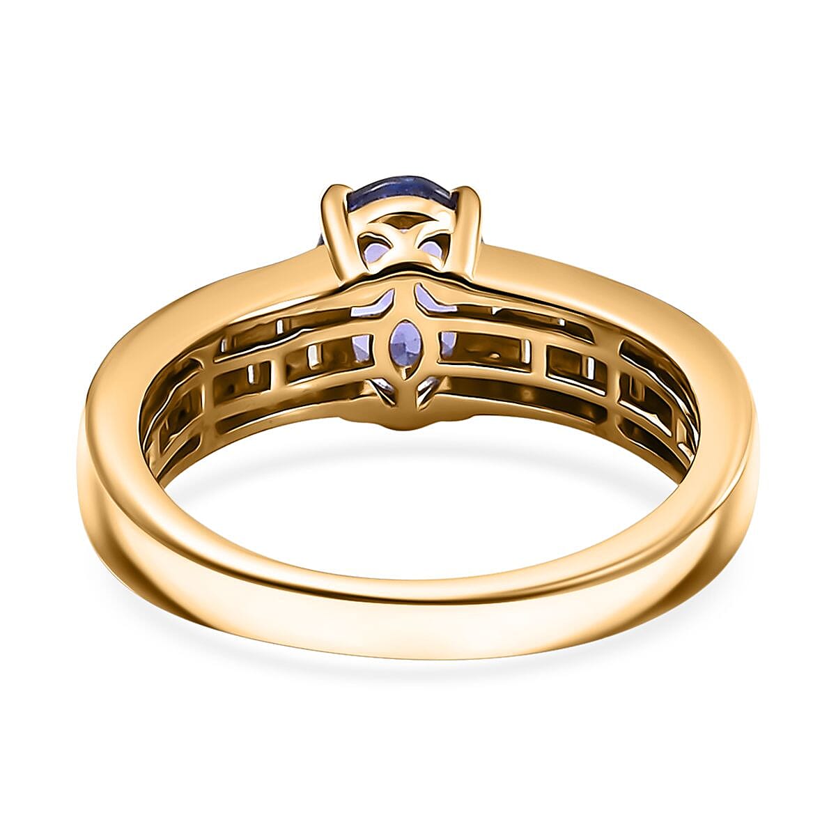 AAA Tanzanite and Moissanite 1.50 ctw Majestic Radiance Ring in 18K Vermeil Yellow Gold Over Sterling Silver (Size 7.0) image number 4