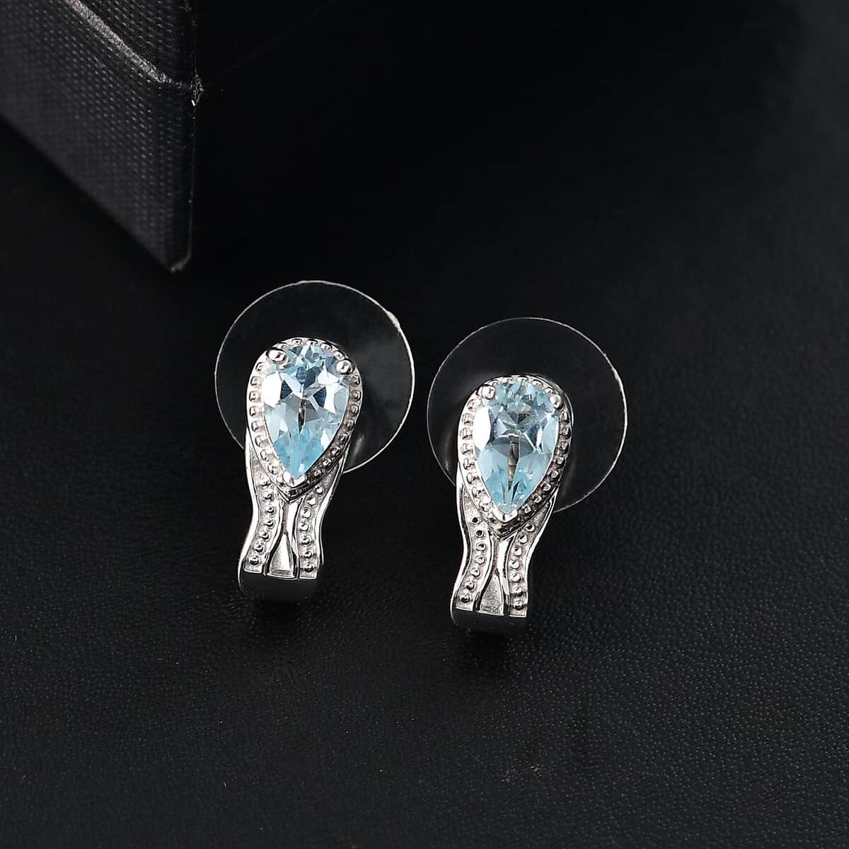 Sky Blue Topaz 2.10 ctw Ocean Whisper Earrings in Platinum Over Sterling Silver  image number 1