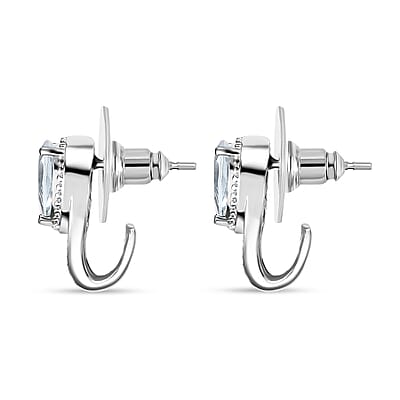 D'Joy Sky Blue Topaz 2.10 ctw Ocean Whisper Earrings in Platinum Over Sterling Silver 