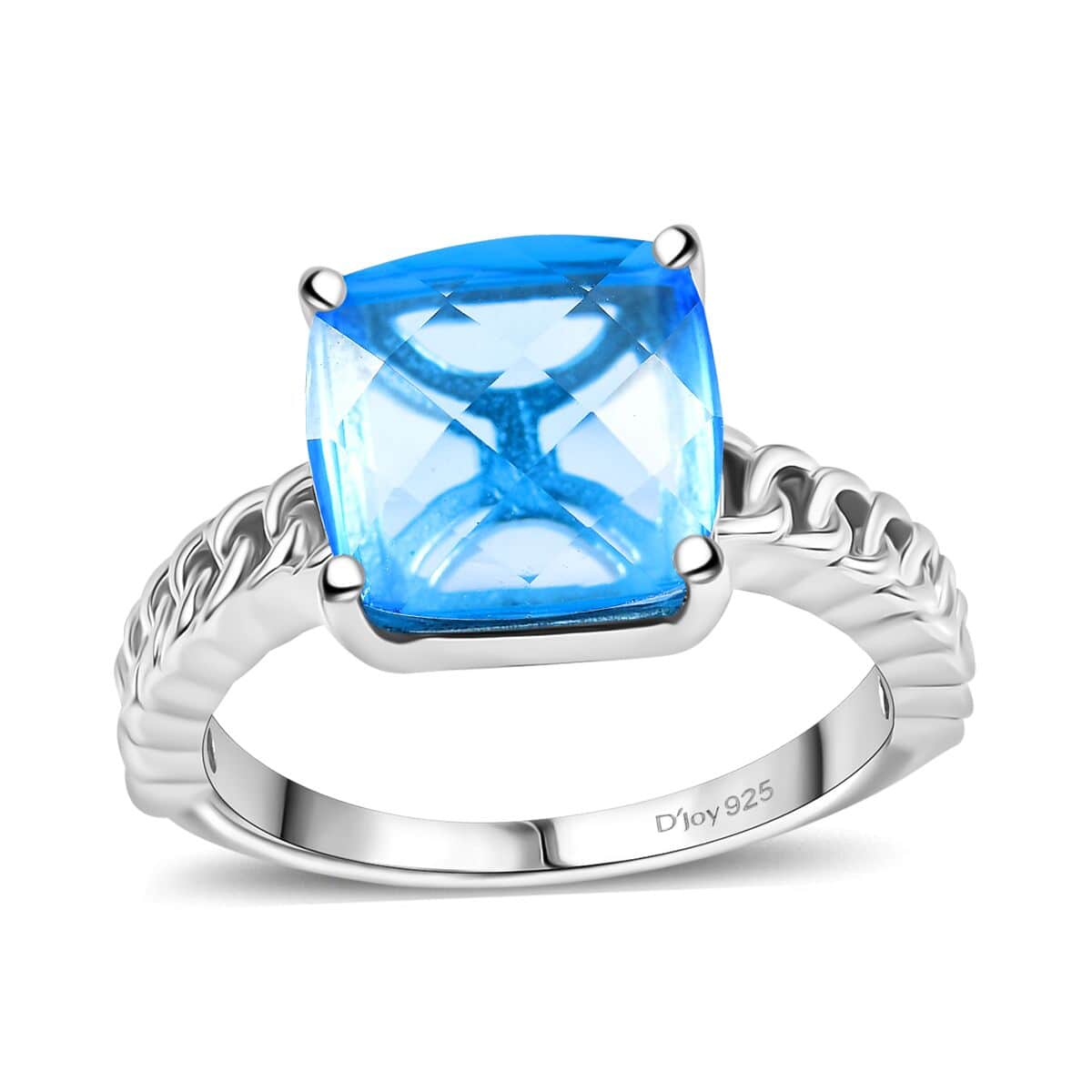 Blue Topaz Solitaire Ring in Platinum Over Sterling Silver (Size 7.0) 6.35 ctw image number 0