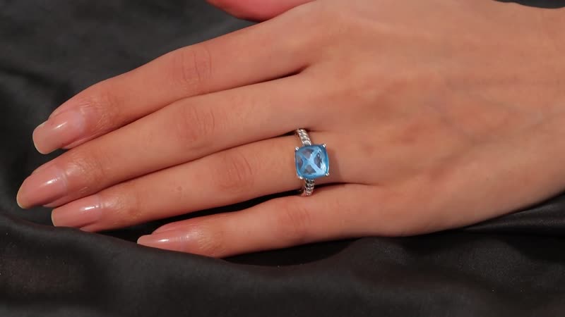 Blue Topaz Solitaire Ring in Platinum Over Sterling Silver (Size 7.0) 6.35 ctw