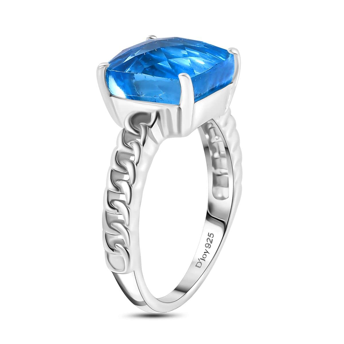 Blue Topaz Solitaire Ring in Platinum Over Sterling Silver (Size 7.0) 6.35 ctw image number 3