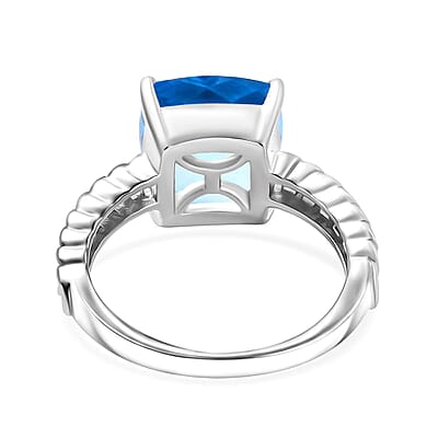 Sky Blue Topaz 6.35 ctw Solitaire Ring in Platinum Over Sterling Silver (Size 10.0)