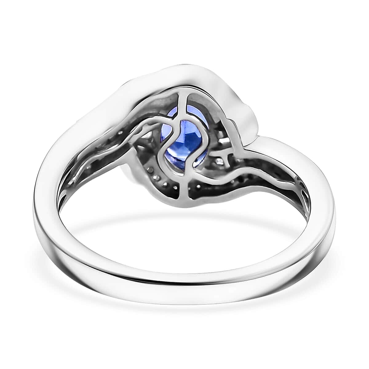 AAA Tanzanite and Diamond 1.15 ctw Ring in Rhodium Over Sterling Silver (Size 6.0) image number 4