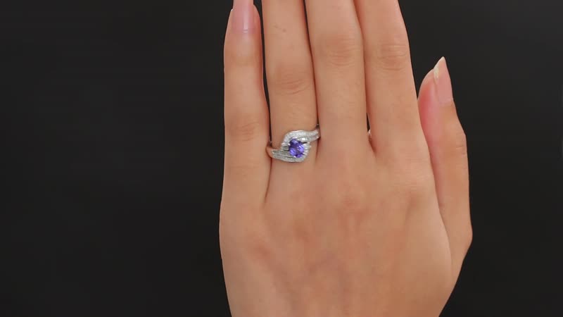 AAA Tanzanite and Diamond 1.15 ctw Ring in Rhodium Over Sterling Silver (Size 6.0)