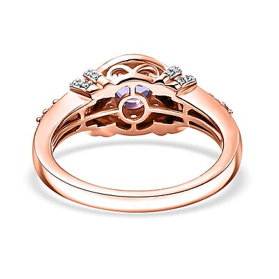 D'Joy AAA Tanzanite and Multi Gemstone 1.10 ctw Blushing Twilight Ring in 18K Vermeil Rose Gold Over Sterling Silver (Size 10.0)
