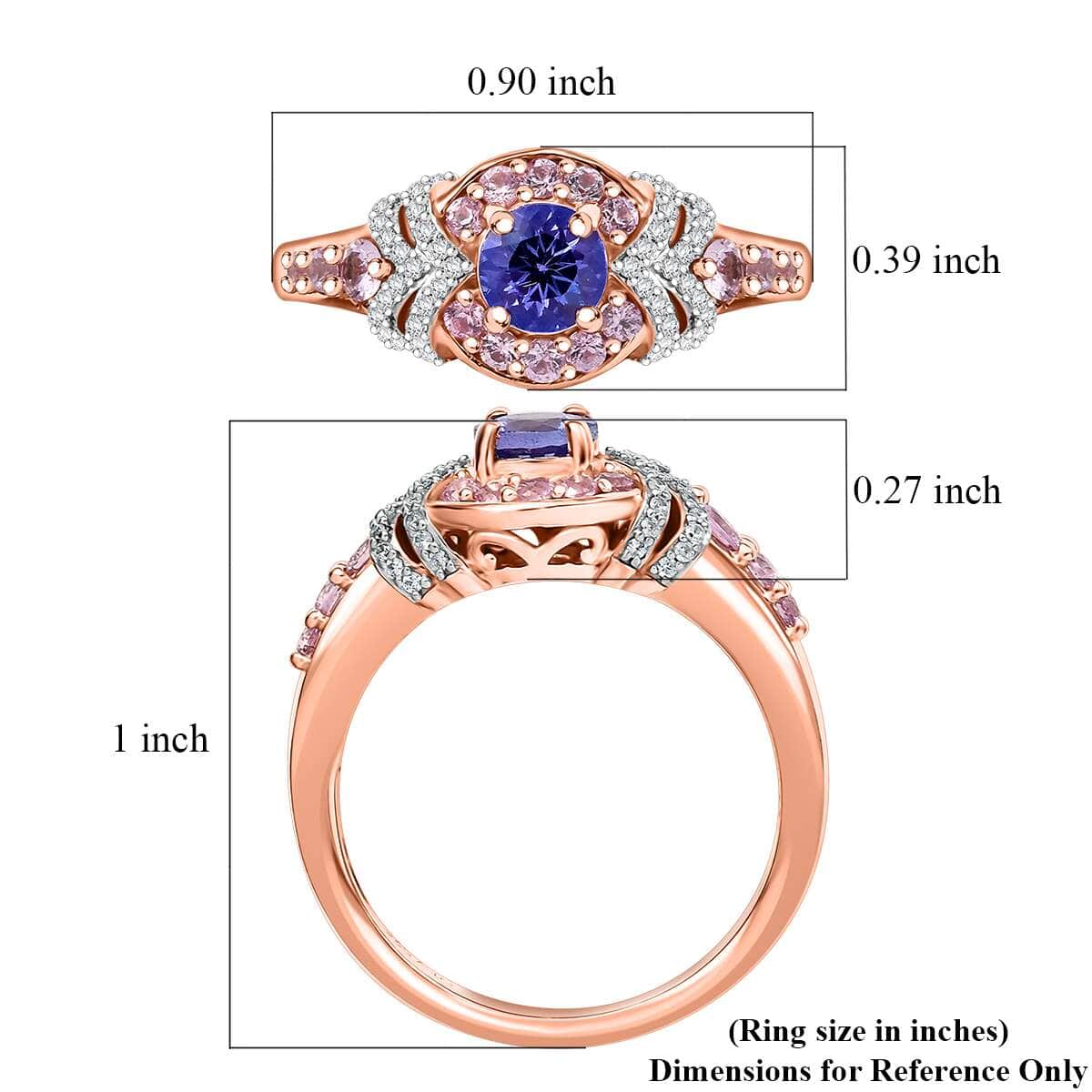 AAA Tanzanite and Multi Gemstone 1.10 ctw Blushing Twilight Ring in 18K Vermeil Rose Gold Over Sterling Silver (Size 10.0) image number 5