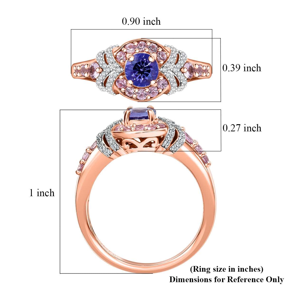 AAA Tanzanite and Multi Gemstone 1.10 ctw Blushing Twilight Ring in 18K Vermeil Rose Gold Over Sterling Silver (Size 9.0) image number 5