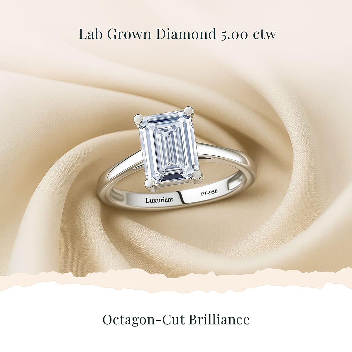 IGI Certified Luxuriant Lab Grown Diamond G VS2 5.00 ctw Ring in 950 Platinum (Size  8.0)  4.80 Grams image number 4