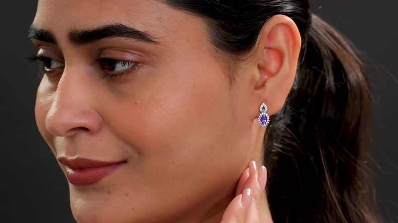 D'Joy AAA Tanzanite and Multi Gemstone 1.25 ctw Sunburst Earrings in Rhodium Over Sterling Silver