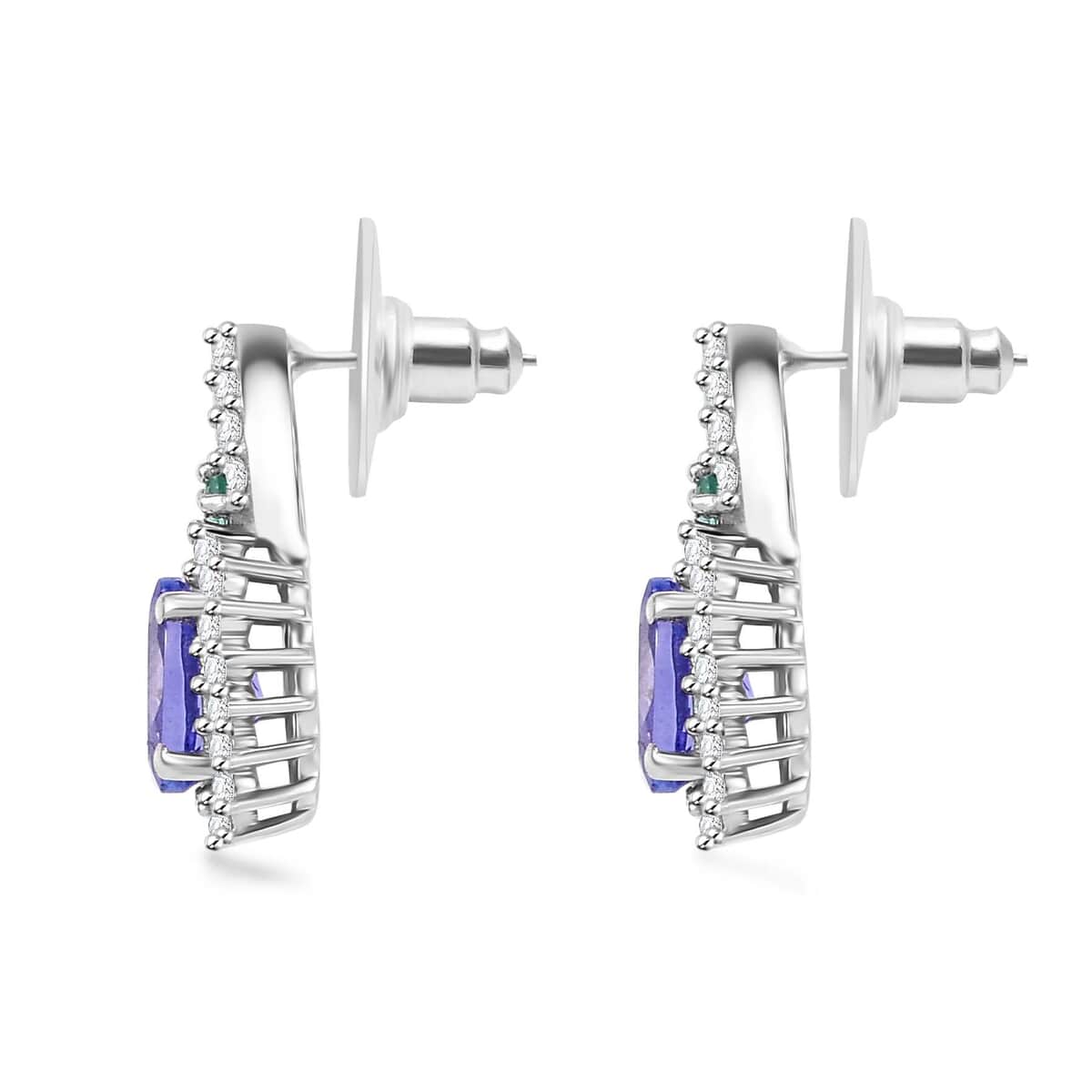 AAA Tanzanite and Multi Gemstone 1.25 ctw Sunburst Earrings in Rhodium Over Sterling Silver image number 3