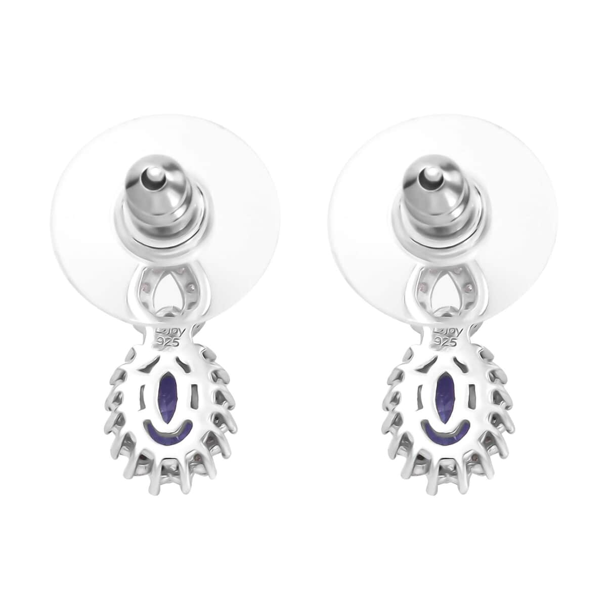 AAA Tanzanite and Multi Gemstone 1.25 ctw Sunburst Earrings in Rhodium Over Sterling Silver image number 4