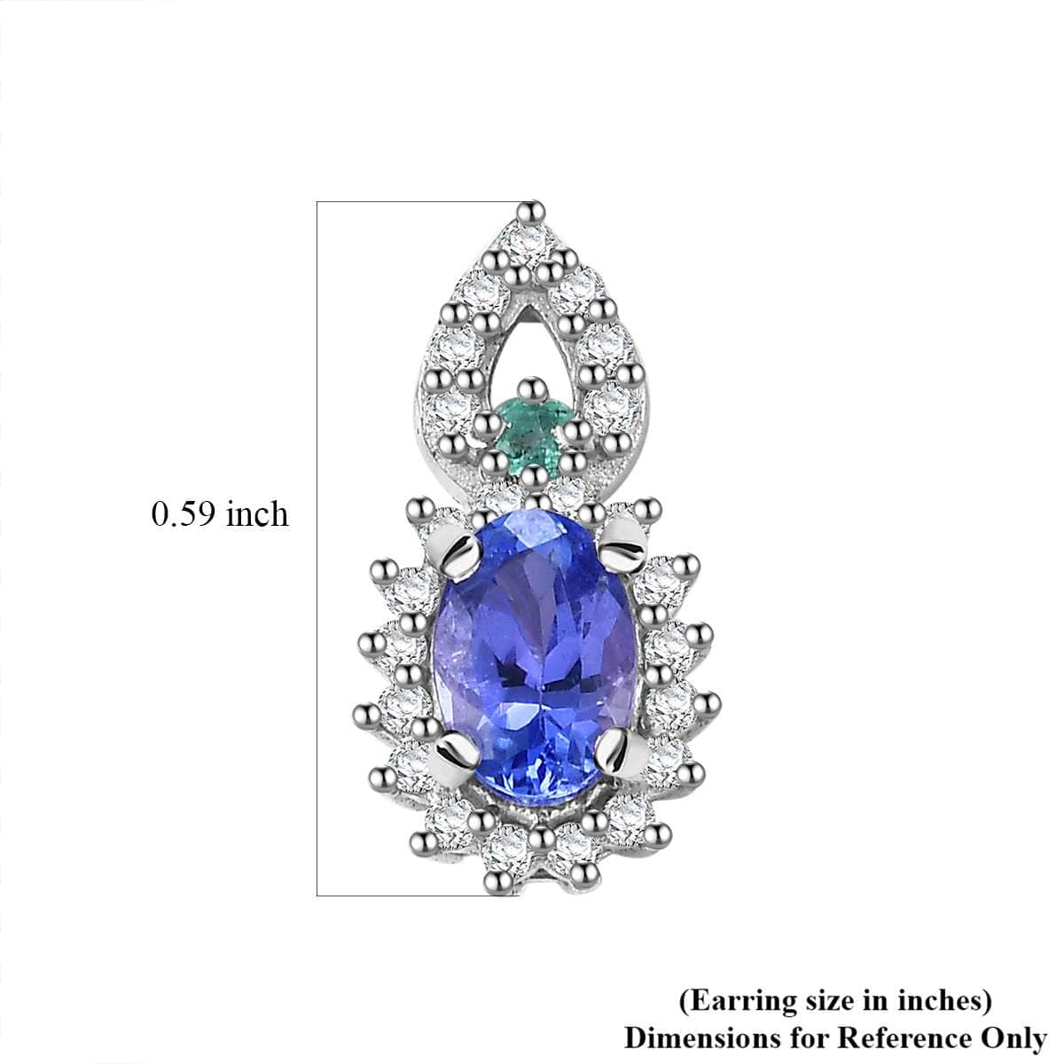 AAA Tanzanite and Multi Gemstone 1.25 ctw Sunburst Earrings in Rhodium Over Sterling Silver image number 5