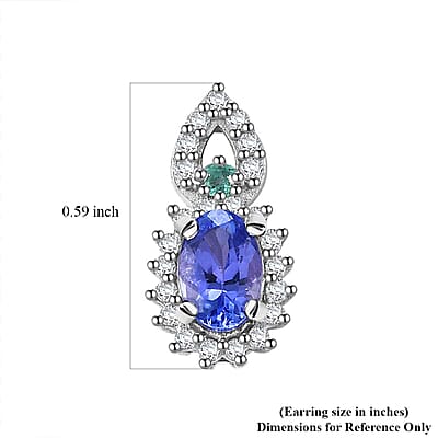 D'Joy AAA Tanzanite and Multi Gemstone 1.25 ctw Sunburst Earrings in Rhodium Over Sterling Silver