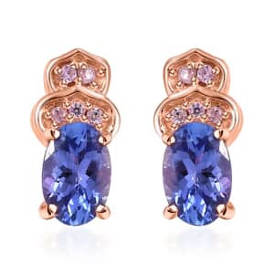 AAA Tanzanite and Madagascar Pink Sapphire 1.00 ctw Earrings in 18K Vermeil Rose Gold Over Sterling Silver