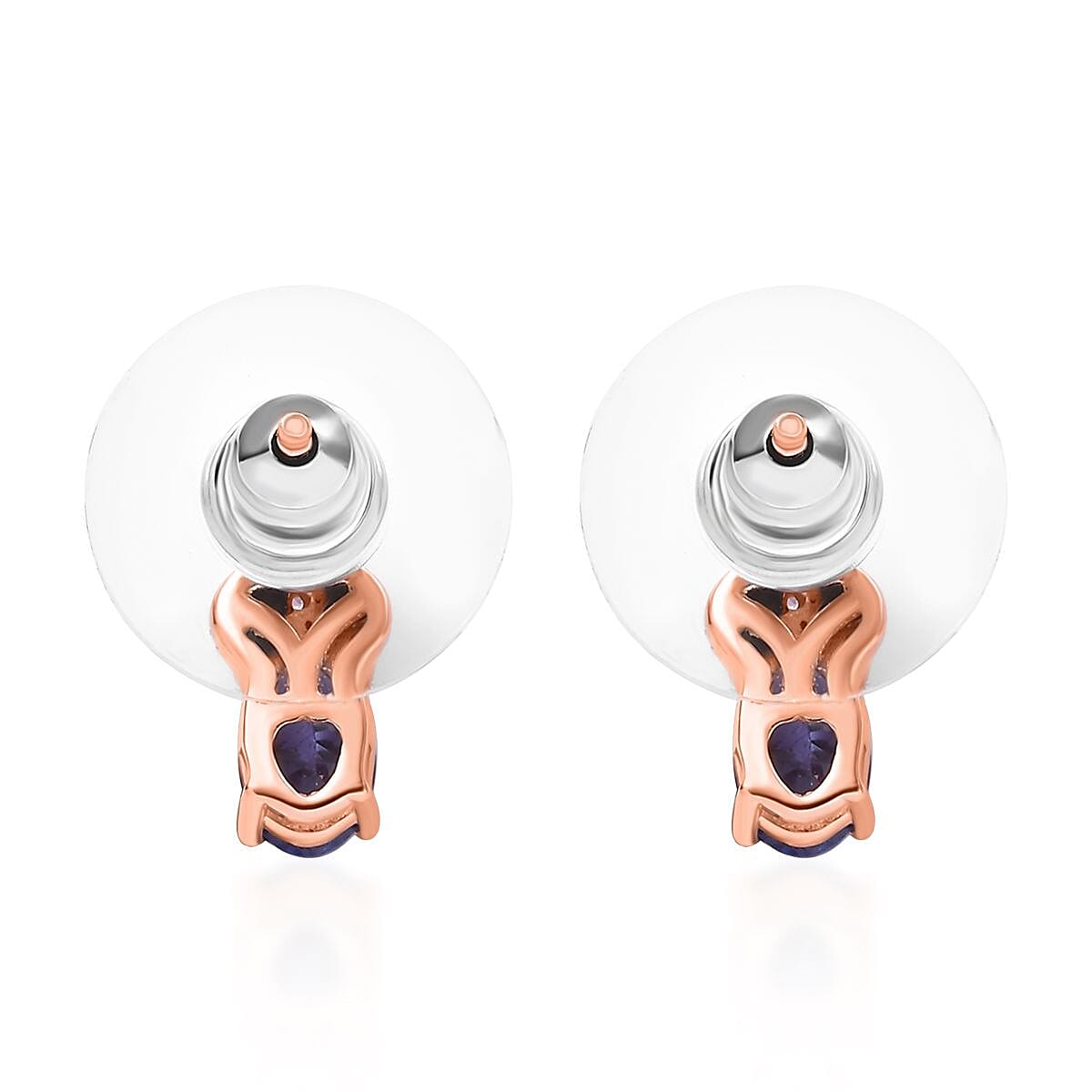 D'Joy AAA Tanzanite and Madagascar Pink Sapphire 1.00 ctw Earrings in 18K Vermeil Rose Gold Over Sterling Silver