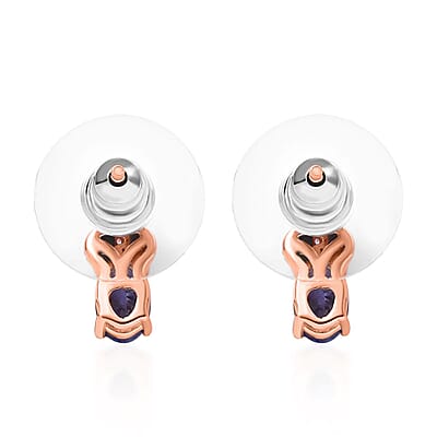 D'Joy AAA Tanzanite and Madagascar Pink Sapphire 1.00 ctw Earrings in 18K Vermeil Rose Gold Over Sterling Silver
