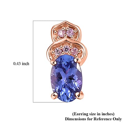 D'Joy AAA Tanzanite and Madagascar Pink Sapphire 1.00 ctw Earrings in 18K Vermeil Rose Gold Over Sterling Silver