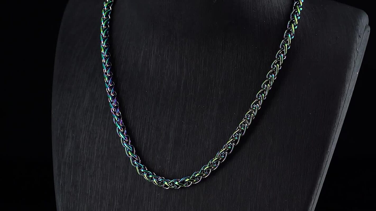 Spiga Chain Necklace in ION Plated Rainbow Stainless Steel 22-24 Inches