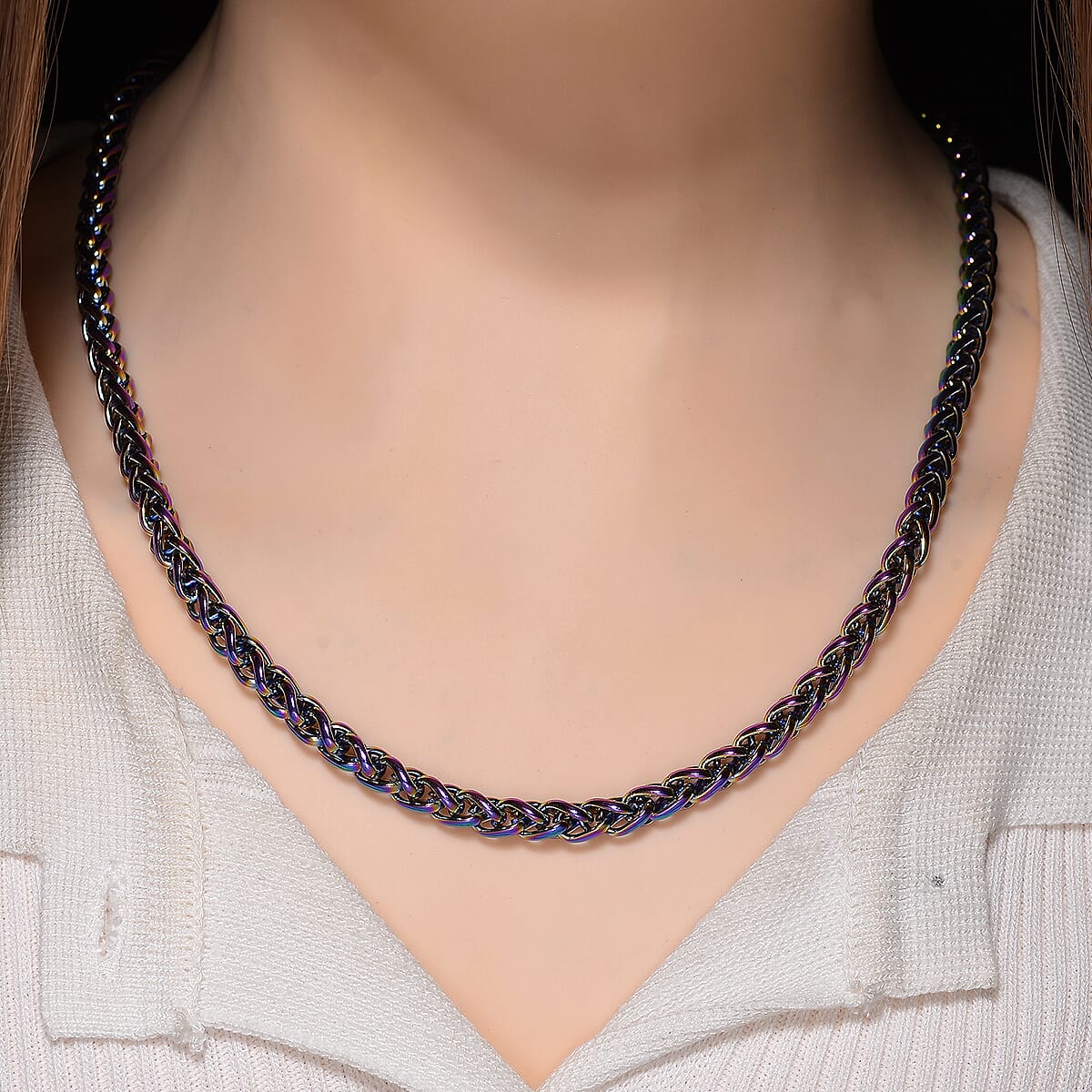 Spiga Chain Necklace in ION Plated Rainbow Stainless Steel 22-24 Inches image number 1