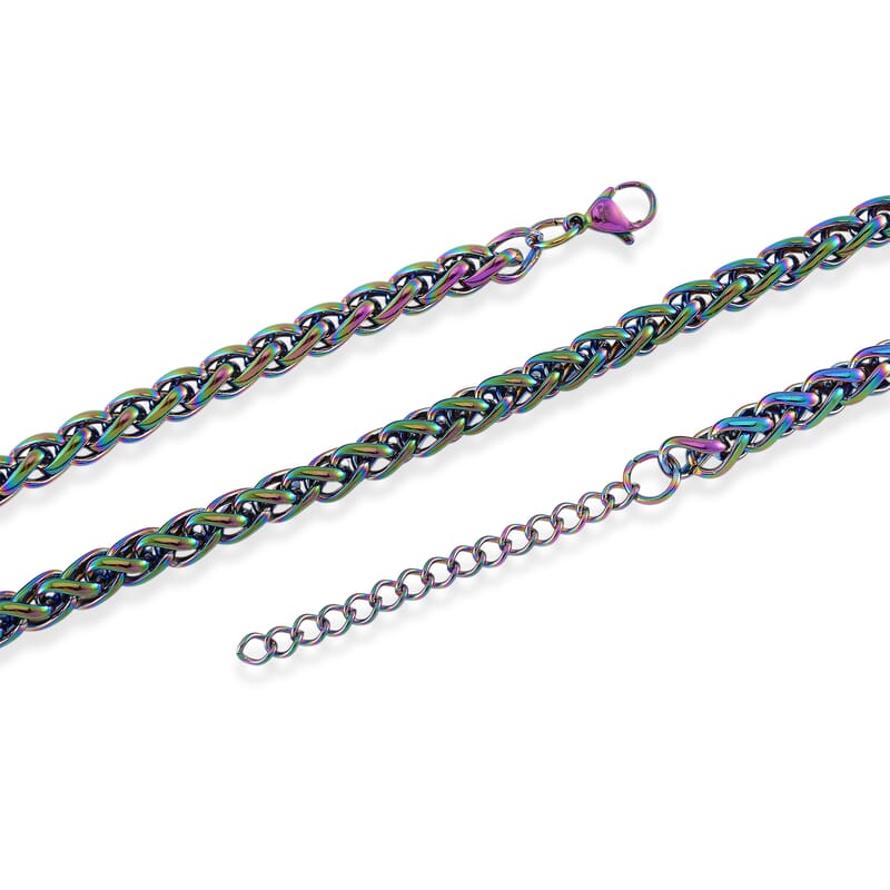 Spiga Chain Necklace in ION Plated Rainbow Stainless Steel 22-24 Inches