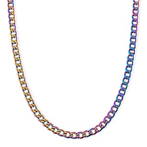 Cuban Chain Necklace in ION Plated Rainbow Stainless Steel 22-24 Inches