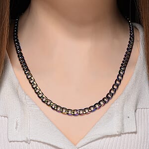 Cuban Chain Necklace in ION Plated Rainbow Stainless Steel 22-24 Inches