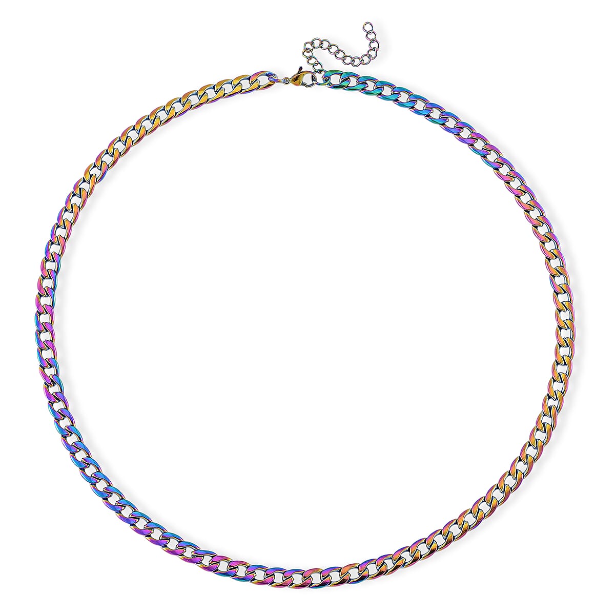 Cuban Chain Necklace in ION Plated Rainbow Stainless Steel 22-24 Inches image number 2