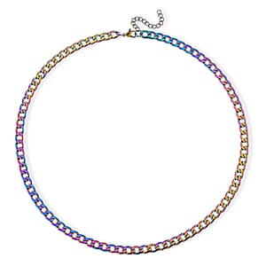 Cuban Chain Necklace in ION Plated Rainbow Stainless Steel 22-24 Inches