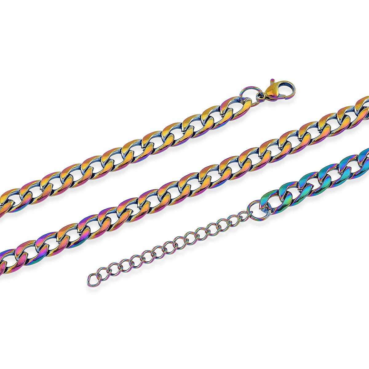 Cuban Chain Necklace in ION Plated Rainbow Stainless Steel 22-24 Inches image number 3