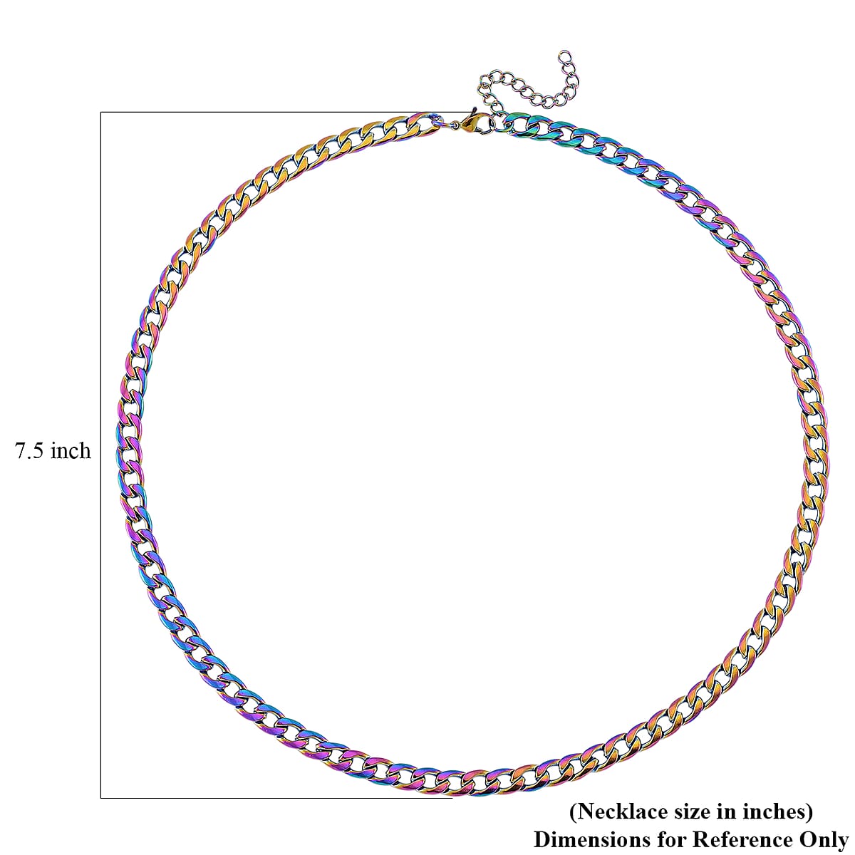 Cuban Chain Necklace in ION Plated Rainbow Stainless Steel 22-24 Inches image number 5
