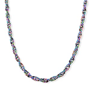 Rope Chain Necklace in ION Plated Rainbow Stainless Steel 22-24 Inches