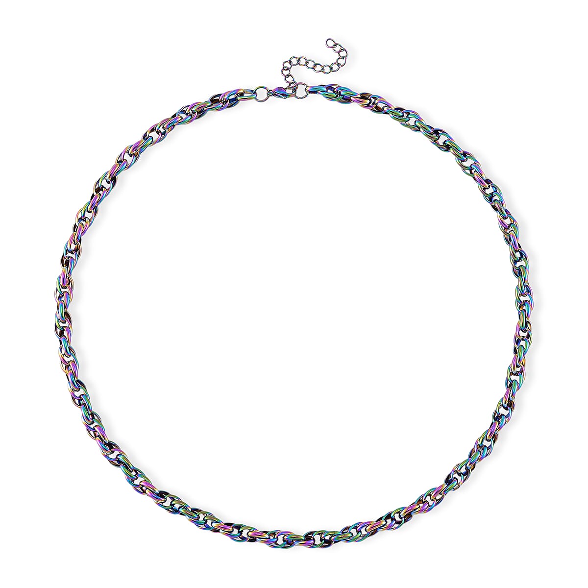 Rope Chain Necklace in ION Plated Rainbow Stainless Steel 22-24 Inches image number 2