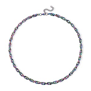 Rope Chain Necklace in ION Plated Rainbow Stainless Steel 22-24 Inches