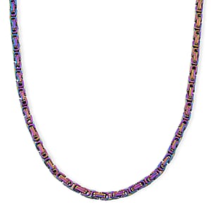 Byzantine Chain Necklace in ION Plated Rainbow Stainless Steel 22-24 Inches