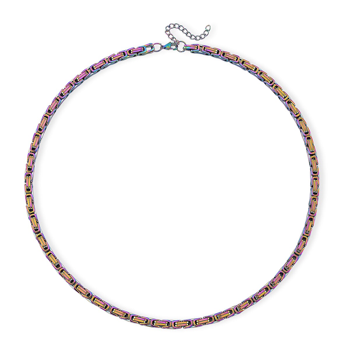 Byzantine Chain Necklace in ION Plated Rainbow Stainless Steel 22-24 Inches image number 2