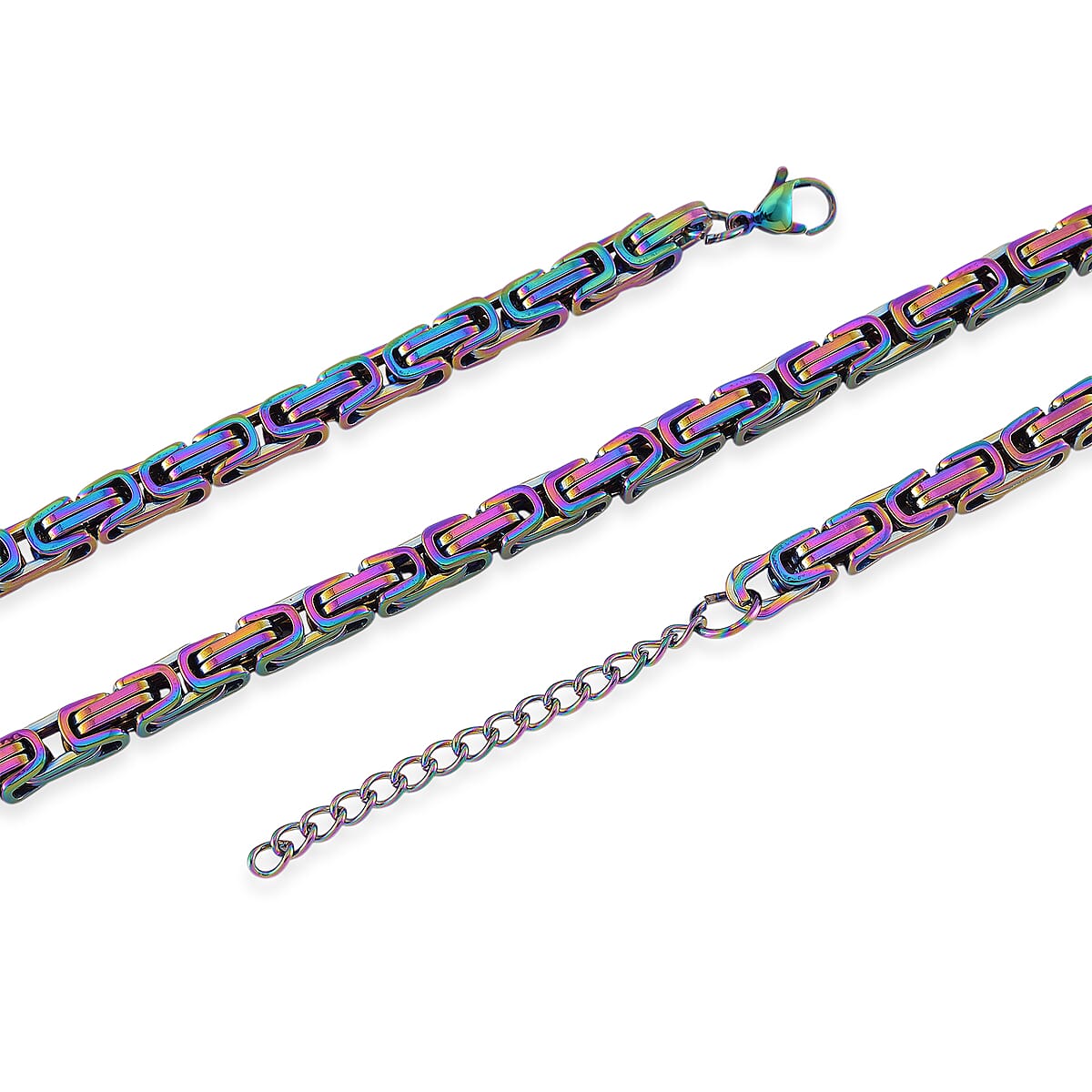 Byzantine Chain Necklace in ION Plated Rainbow Stainless Steel 22-24 Inches image number 3