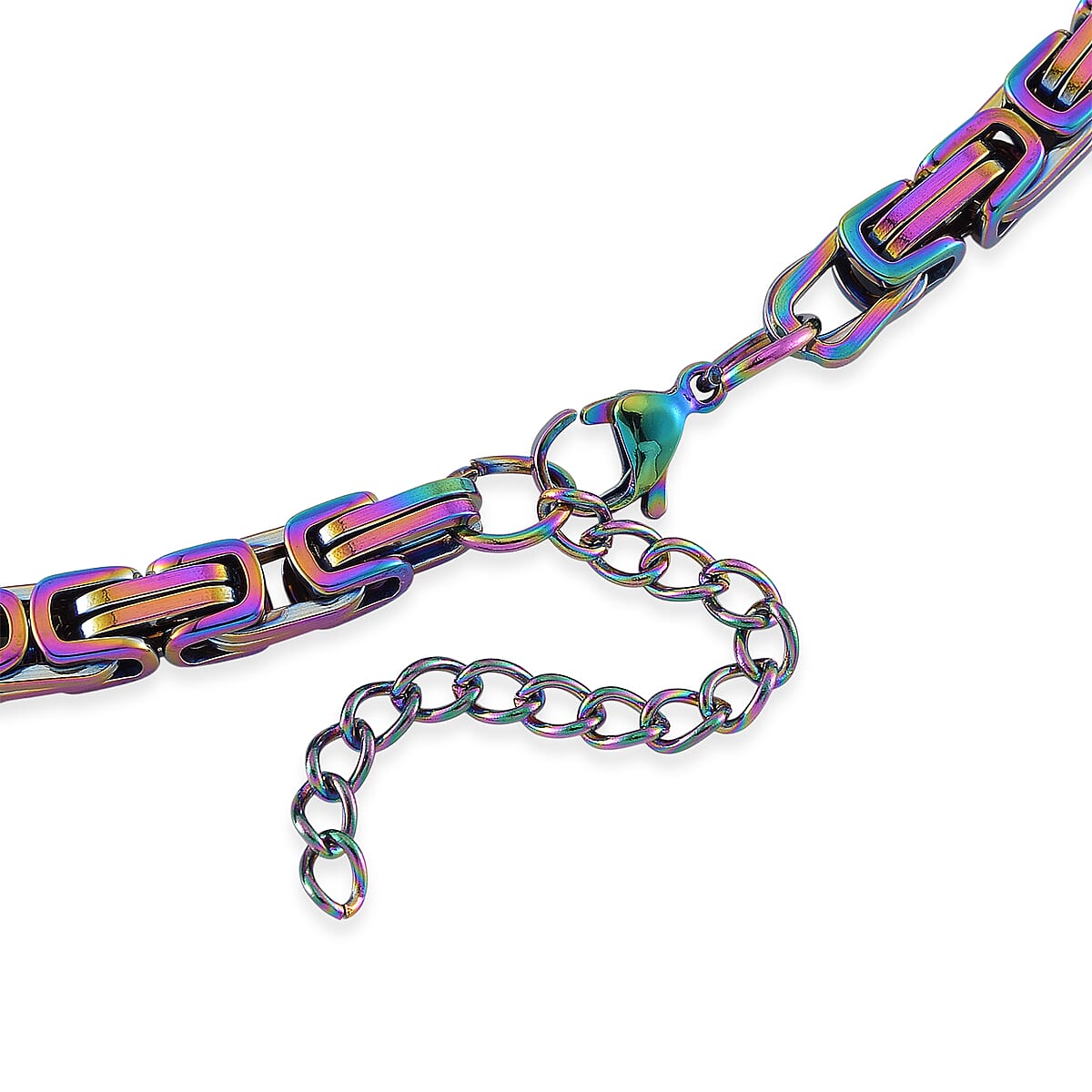 Byzantine Chain Necklace in ION Plated Rainbow Stainless Steel 22-24 Inches image number 4