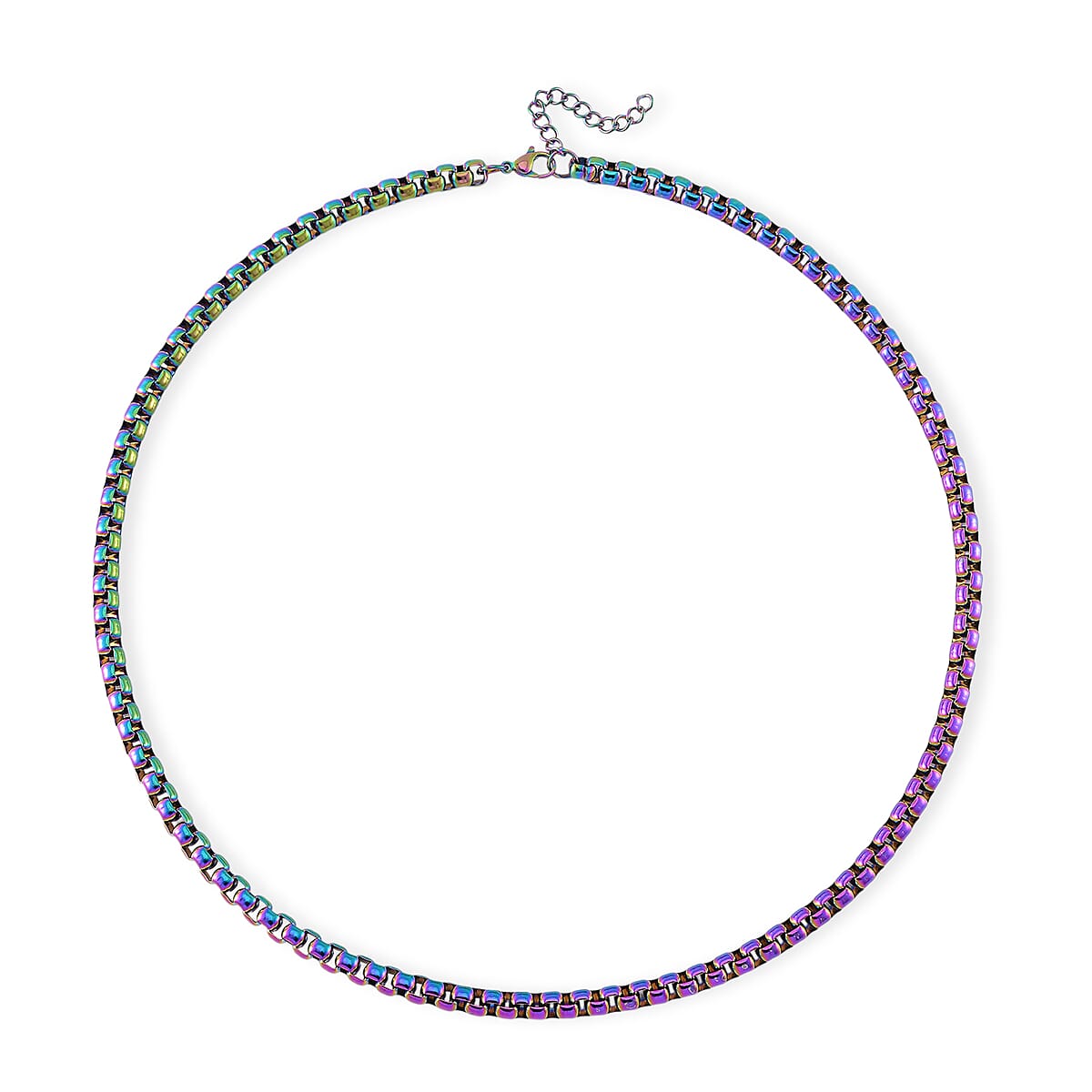 Box Chain Necklace in ION Plated Rainbow Stainless Steel 22-24 Inches image number 2
