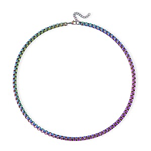 Box Chain Necklace in ION Plated Rainbow Stainless Steel 22-24 Inches