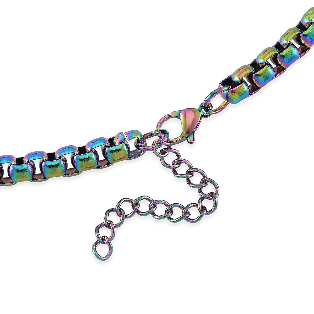 Box Chain Necklace in ION Plated Rainbow Stainless Steel 22-24 Inches image number 4